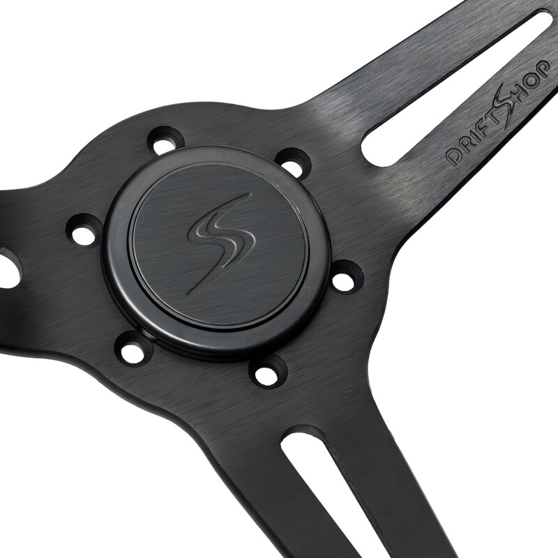 DriftShop Premium Steering Wheel (70 mm Dish), Alcantara, Black Spokes